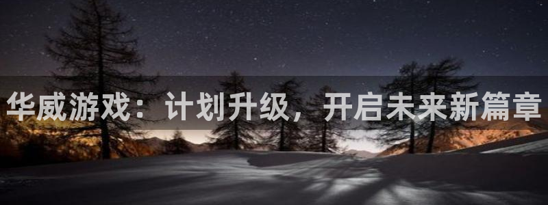 新城平台记7O777：华威游戏：计划升级，开启未来新篇章